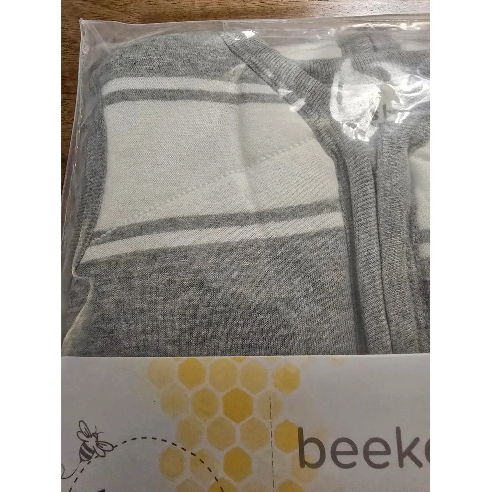 Burt's Bees Baby Beekeeper Wearable Blanket Gray White Stripe Organic Cotton M